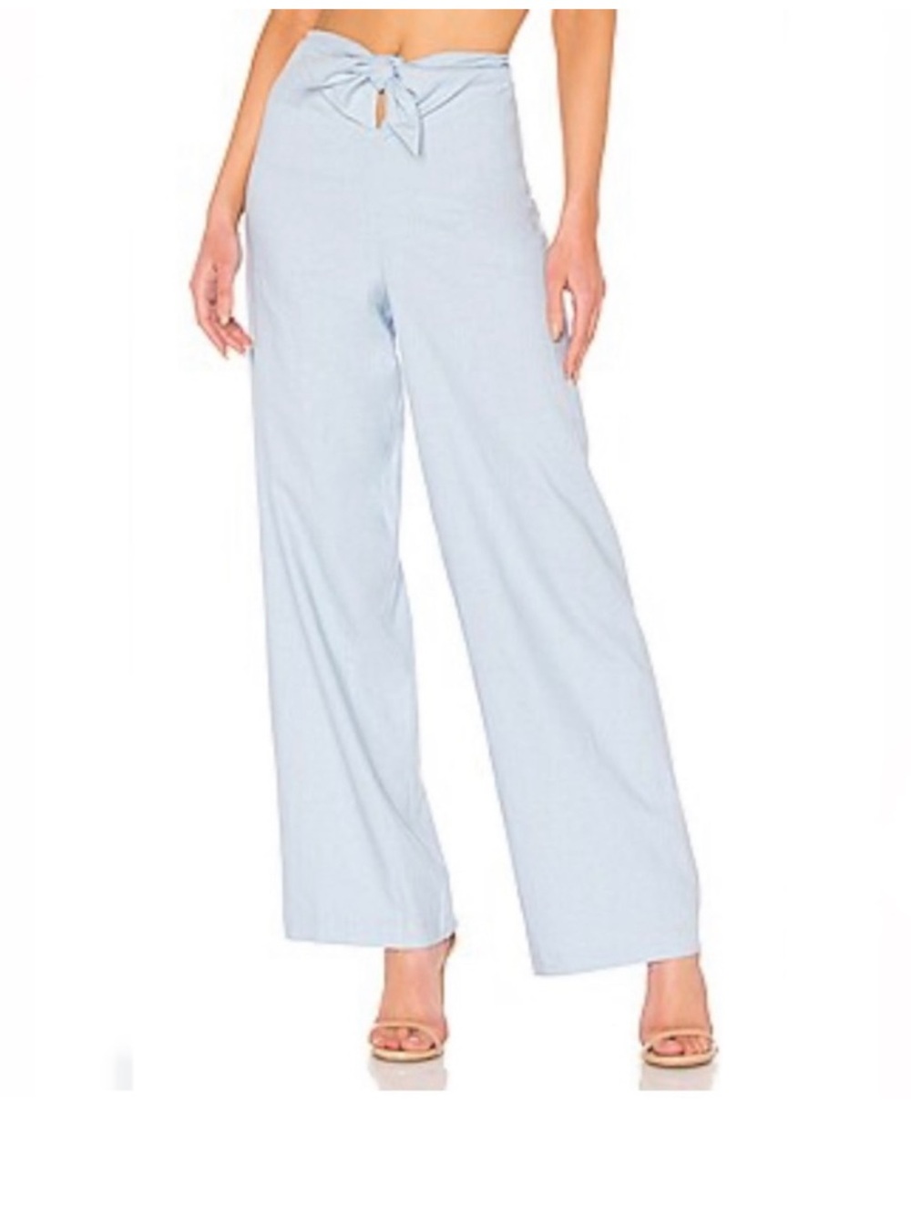 LPA Light Blue Tie-Front Wide Leg Pants